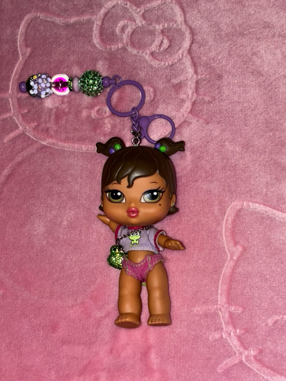 Purple and Green Doll Keychain - Cute Kids Toy Accessory
